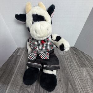 Build-A-Bear Workshop Black White Cow Plush Ladybug Shirt Denim Shorts Outfit